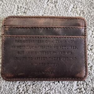Brown Leather Card Holder With Bob Marley Quote